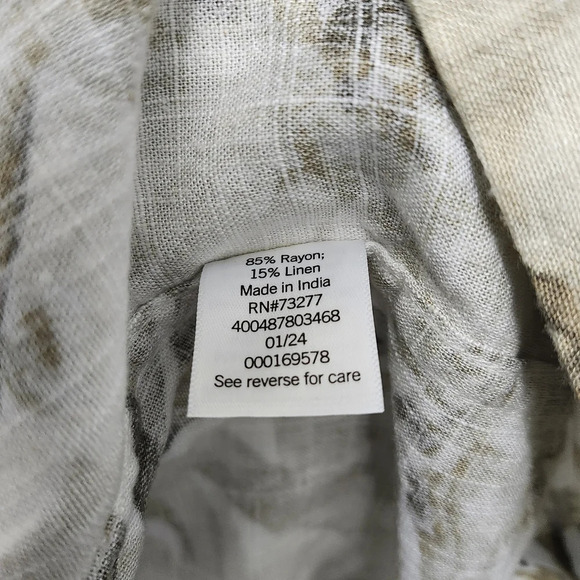 Sonoma men's button-down camp shirt size XXL cream and green Hawaiian - Picture 5 of 7